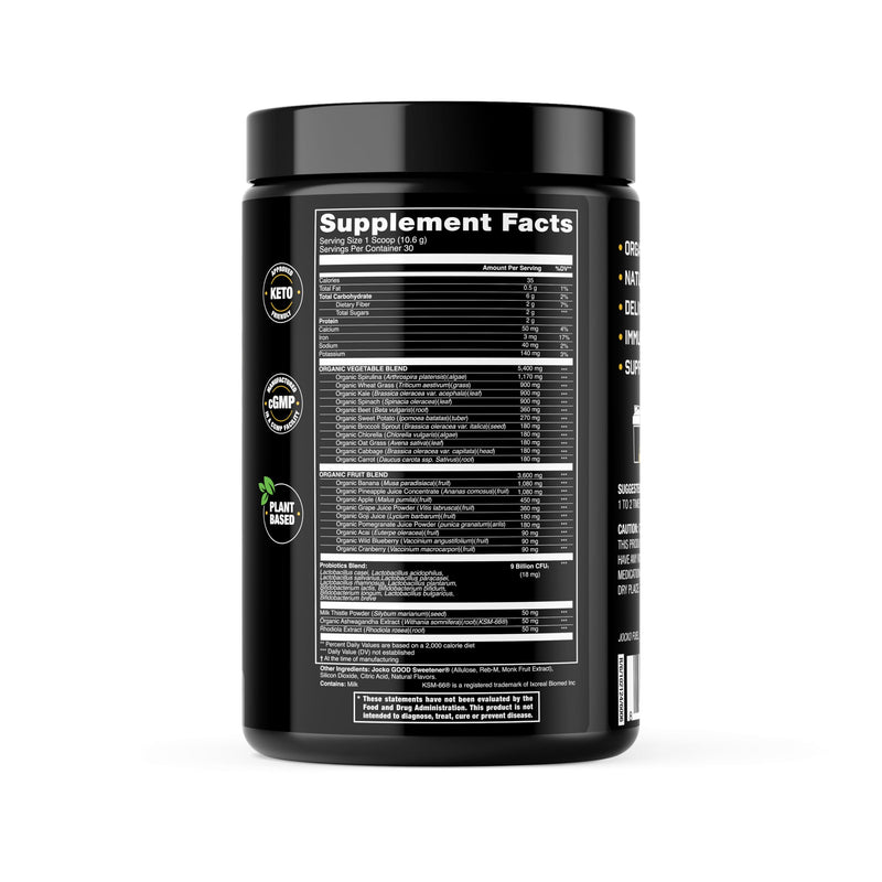 [Australia] - Jocko Fuel Daily Greens Powder - Premium Organic Greens Superfood Powder for Gut Health, Digestion, Bloating, Immune Support with Spirulina, Chlorella, Digestive Enzymes, & Probiotics - 30 Servings Coconut/Pineapple 