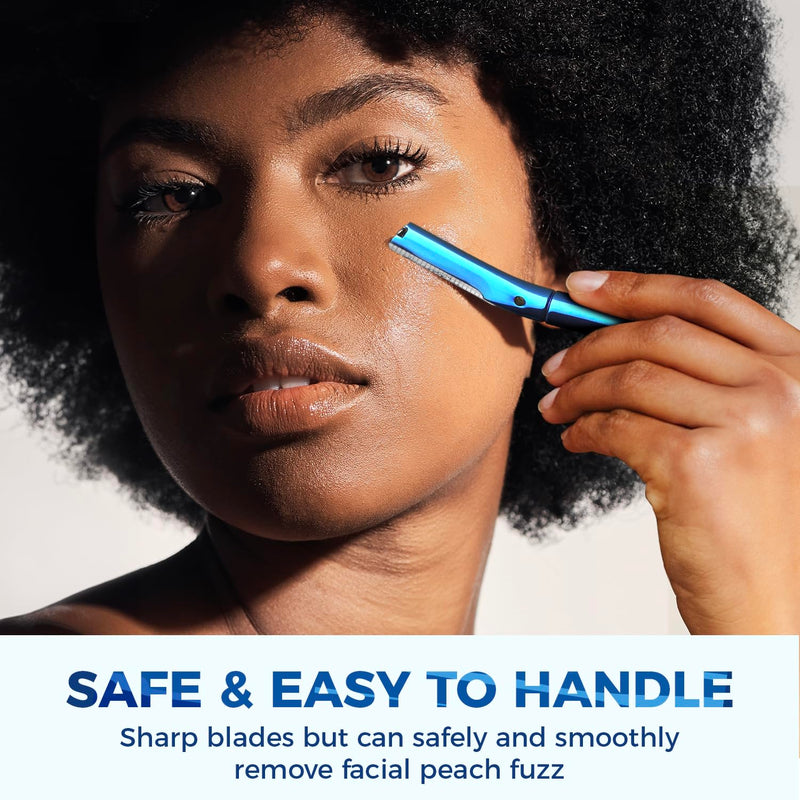 [Australia] - ZOMCHI Eyebrow Razor, Face Razors for Women&Men, Eyebrow Trimmer with Protective Silicone Cap, Dermaplane Razor-Easy&Safe Hair Removal(Blue,11 Blades) Blue 