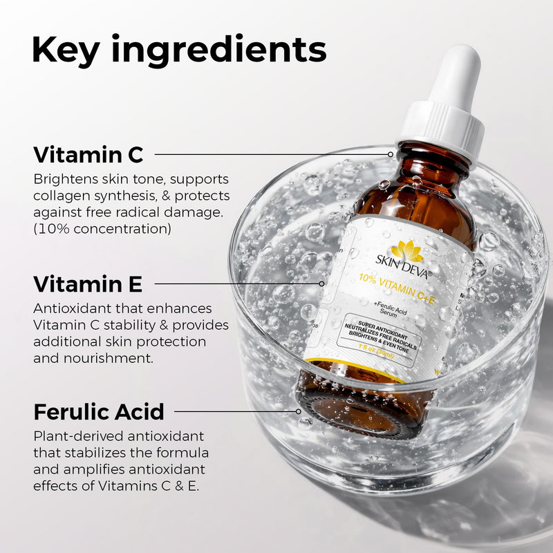 Skin Deva 10% Vitamin C Serum with Vitamin E & Ferulic Acid – Brightening Facial Serum with Hyaluronic Acid, Lightweight Formula for Even-Looking Skin - Pack of 2 2 Fl Oz (Pack of 1)