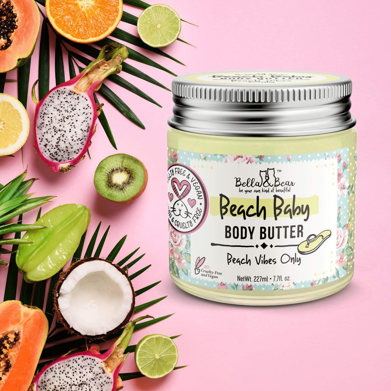 [Australia] - Bella and Bear Beach Baby Body Butter - Moisturizing Shea Cream for Women - Vegan, Cruelty& Oil-Free - Helps Prevents Pregnancy Stretch Marks 6.76-oz 