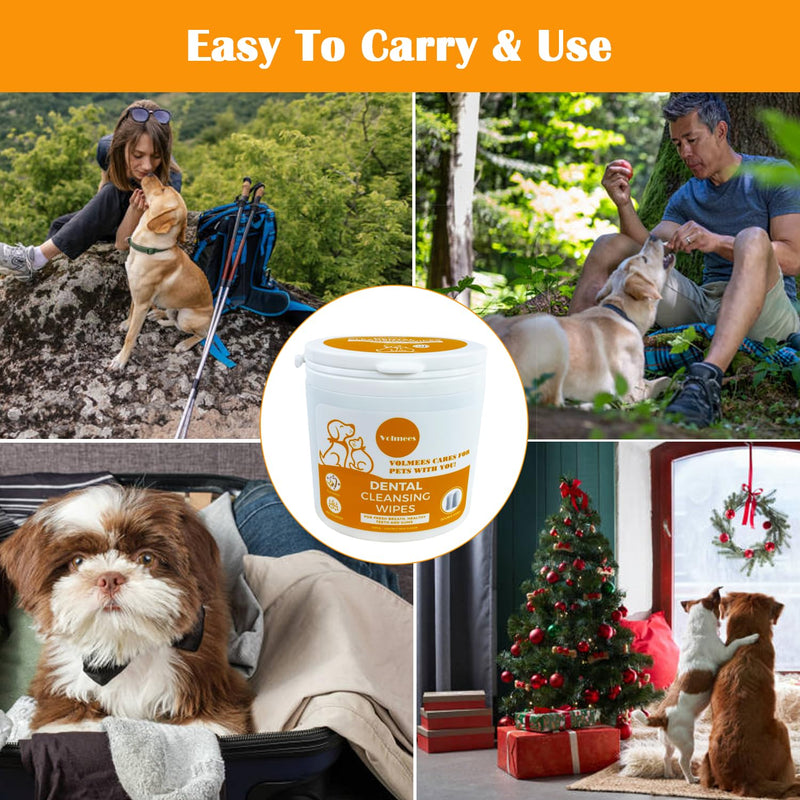Dog Teeth Cleaning Wipes, Pet Dental Finger Wipes for Dogs and Cats, Dog Dental Care Wipes, Reduce Plaque & Tartar Buildup, Freshen Breath, Cleaner Mouth, Coconut Scent, 50Pcs - PawsPlanet Australia