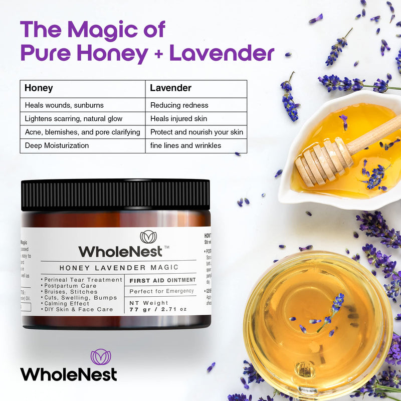 [Australia] - All-Natural Honey Lavender Magic, Liquid Perineal Balm and Postpartum Essentials, Family Care and Post Pregnancy Must Haves, Gentle Botanical Care with Lavender for Skin Support, 2.71 oz 