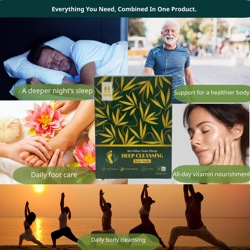 Deep Cleansing Foot Pads - Natural Herbal Patches for Foot Care - 10 Night Foot Patches with Bamboo Vinegar & Ginger - Refreshing & Soothing Foot Care, Up to 8 Hours of Long-Lasting Adhesion