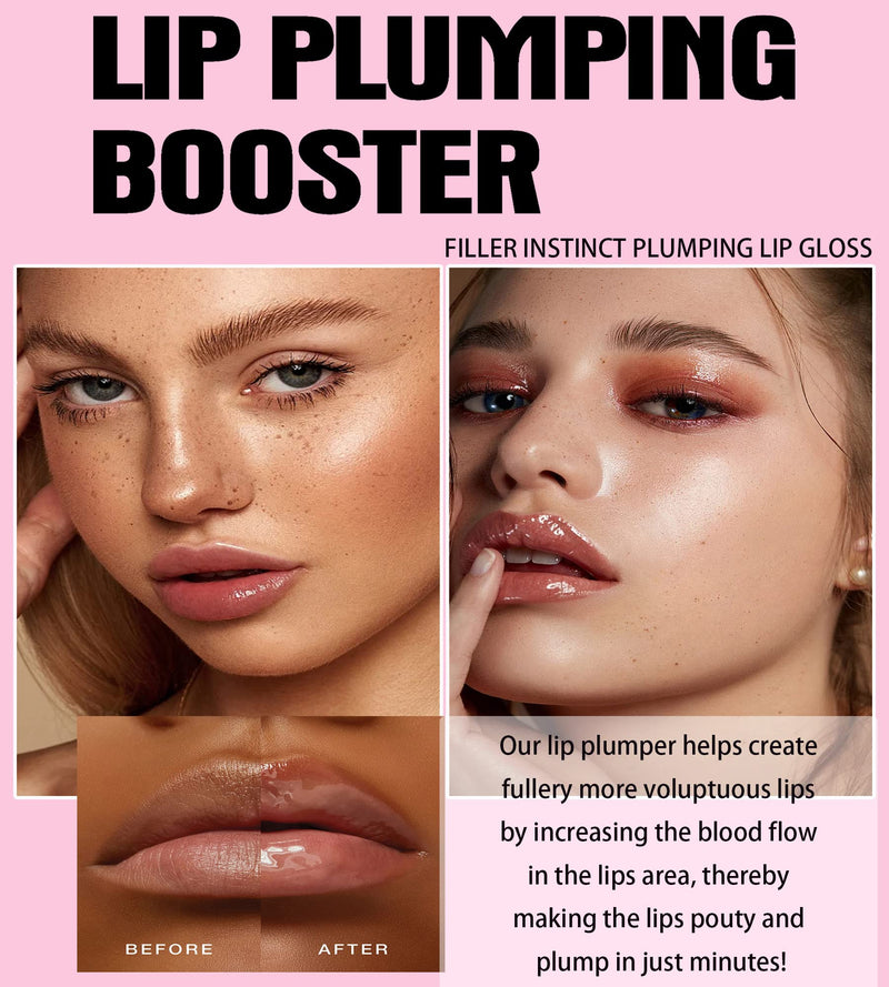 Lip Plumping Booster, Spicy Lip Lipstick, Lifter Gloss, Hydrating, Volumizes & High-Shine Lip Plumping Lip Glass Mirror Lip Glaze Lip Makeup, Plump & Pout Lip Plumper for Women Girls (#02) #02