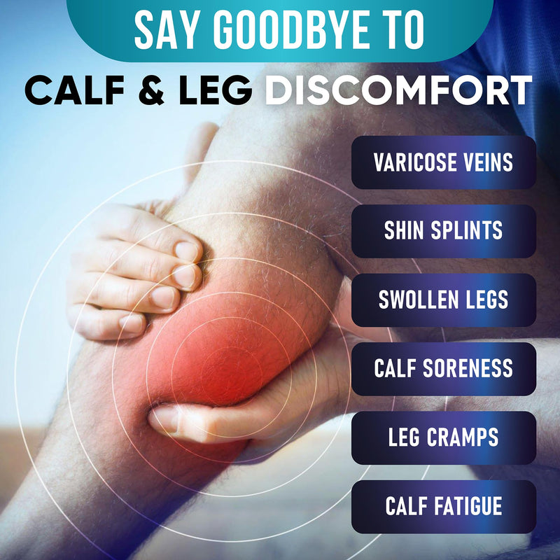 [Australia] - Calf Compression Sleeves for Men and Women - (1 Pair) Footless Compression Socks Support for Varicose Vein, Nursing, Pregnancy, Running - PhysFlex Leg Sleeve Brace for Shin Splints, Pain Relief and Reduces Swelling (Black, Medium) Black 