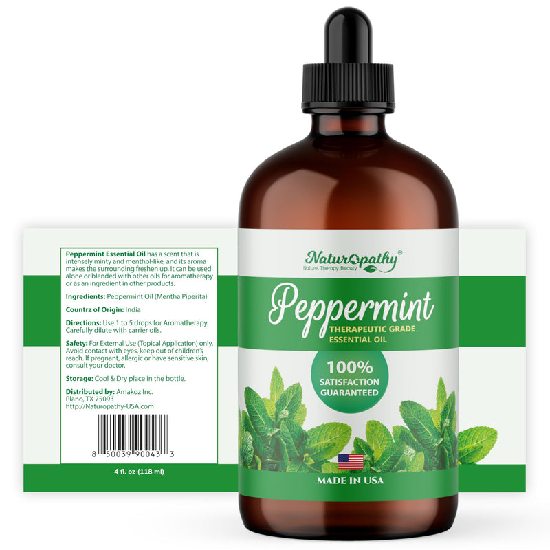 [Australia] - Naturopathy Peppermint Essential Oil, Natural Therapeutic Grade, Premium Quality Peppermint Oil, 4 fl. Oz - Perfect for Aromatherapy and Relaxation 4 Fl Oz (Pack of 1) 