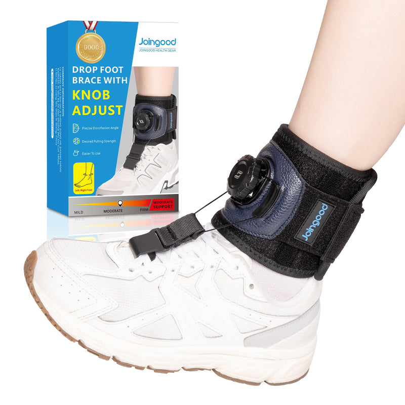 AFO Foot Drop Brace for Walking with Shoes, Drop Foot Brace with Reel-Adjust Dorsiflexion Assist, Adjustable Foot Brace for Drop Foot Support, Fits Left or Right Foot for Women Men (S/M) S/M With Knob