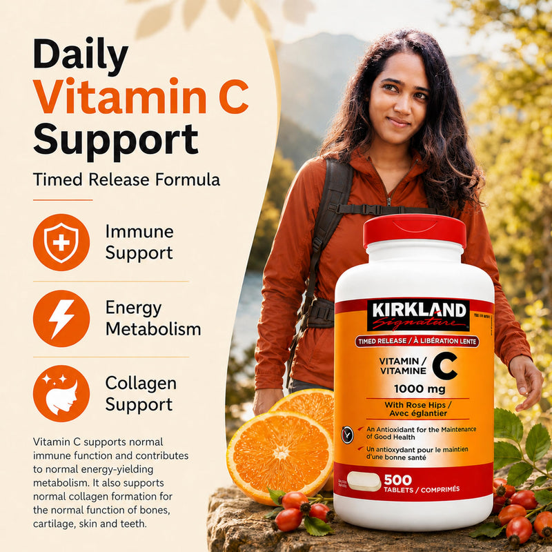 Kirkland Signature Vitamin C w/ Rose Hips 500 Tablets 500 Count (Pack of 1)