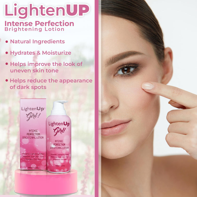 LightenUp Girl! Skin Brightening Lotion | 13.5 Fl oz / 400ml | Moisturizing, Hydrating Lotion for Even Skin Tone | with Tyrostat and Vitamin C