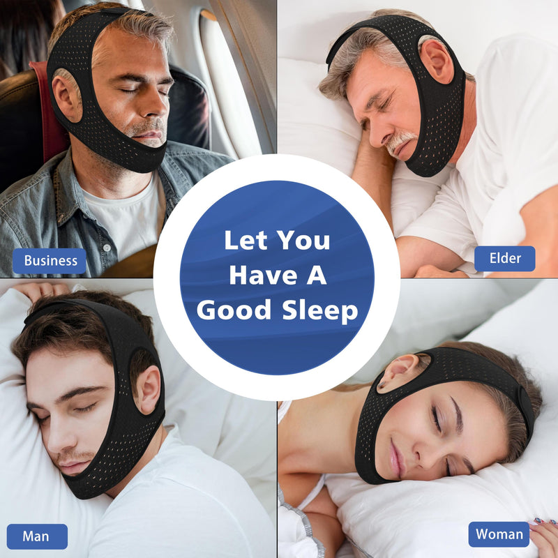 [Australia] - Anti Snoring Devices, Effective Airflow Jaw Strap for Sleep Apnea, Chin Strap for Sleeping Breathable and Comfortable, Adjustable Anti Snoring Chin Strap for Men and Women 52CM 