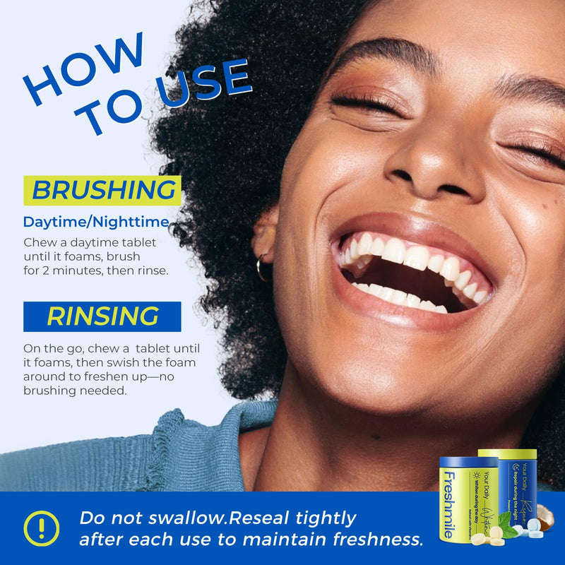 Whitening Toothpaste Tablets with Nano-Hydroxyapatite (NHA), Natural Teeth Whitening & Repair, Xylitol for Fresh Breath, Fluoride-Free, Protects Sensitive Teeth & Gums (120 Count)