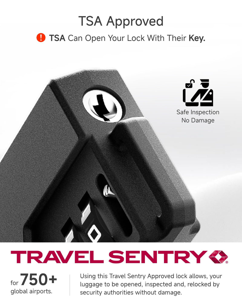 LUGGEX TSA Luggage Lock Bundle 6 Pack+Luggage Straps TSA Approved 2 Pack, Travel Essentials Kit (Black)