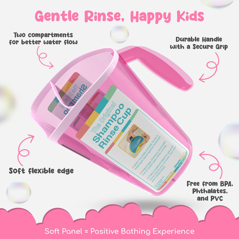 [Australia] - Tear-Free Bathing Experience with Rinse Cup - Soft Flexible Edge, Comfortable Handling & 40 Oz Capacity Pink 