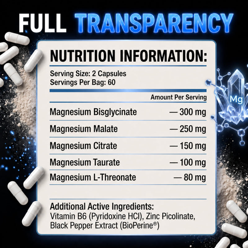 Puretrex Magnesium Glycinate 8 in 1 Complex, High Absorption Magnesium Capsules for Muscle & Relaxation Support, 5 Advanced Forms with Bisglycinate, Vegan, Non GMO, Made in UK, 120 Capsules