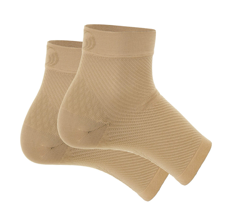 OrthoSleeve FS6 Compression Foot Sleeves for Women & Men, Helps Plantar Fasciitis Relief, Heel Pain, Achilles Tendonitis Support & Swelling (1 Pair) Small Natural