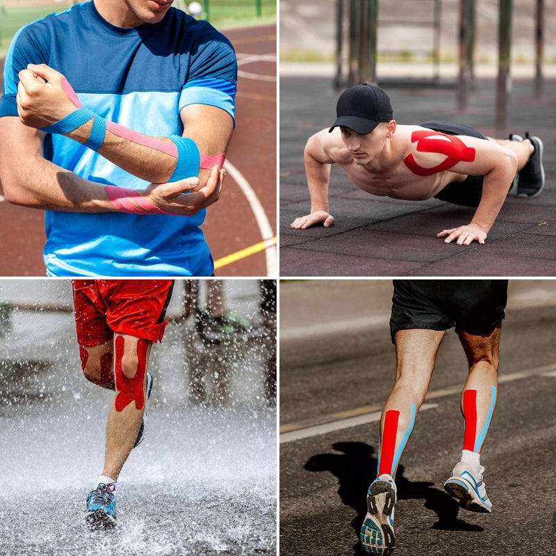 [Australia] - 3 Pack Kinesiology Tape, Water Resistant Muscle Support Adhesive Sport Tape for Pain Relief, Latex Free Cotton Elastic Athletic Tape for Joints, Knee, Ankle, Shoulder, Wrist - Tan 4in 5.5yd 
