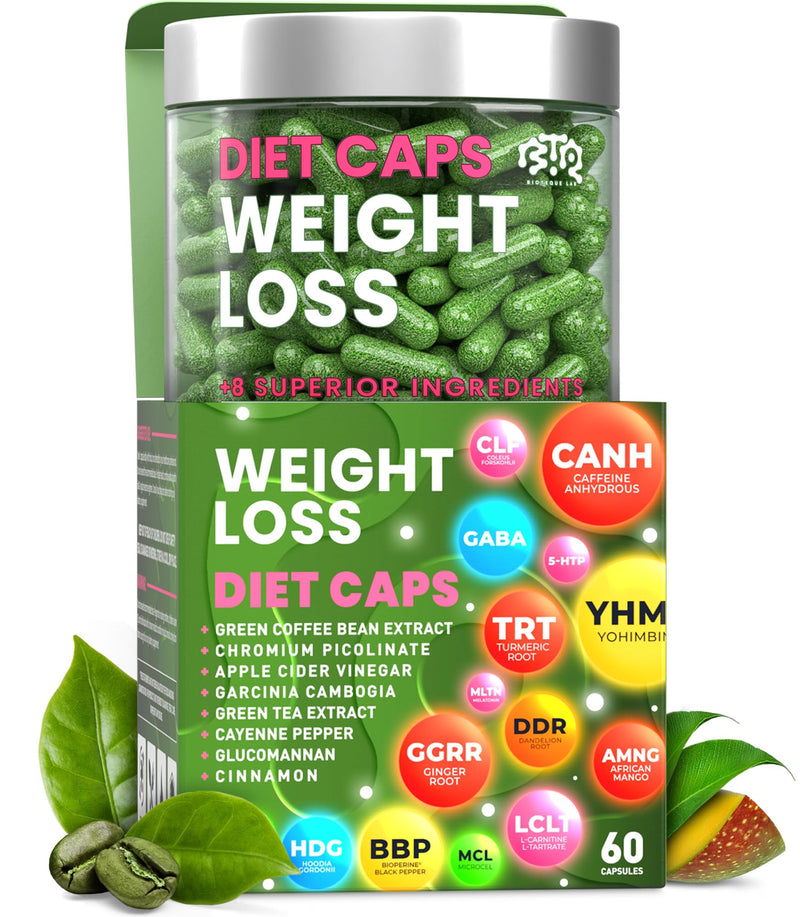 [Australia] - Weight Loss Diet Capsules, Natural Appetite Suppressant, Day & Night Fat Burner for Women & Men with Apple Cider, Green Coffee Bean Extract, Metabolism Booster Supplement - 60 Pills 