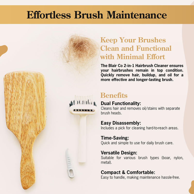 [Australia] - 2-in-1 Hair Brush & Comb Cleaner Tool with Pick: Effective Hairbrush Cleaning Tool for Removing Hair, Lint & Buildup. Easy Brush Disassembly for Salon & Home Use 