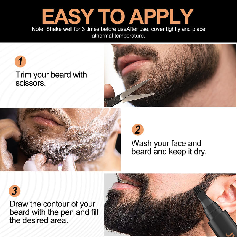 [Australia] - JVR 2 Beard Filler Pen (Black+Grey) Black+Grey 