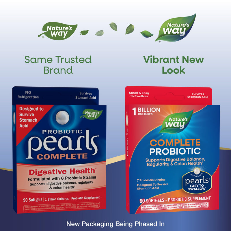 [Australia] - Nature's Way Complete Probiotic Pearls, Supports Digestive Balance*, 1 Billion Live Cultures, Supplement for Men and Women, No Refrigeration Required, 90 softgels (Packaging May Vary) 90 Count (Pack of 1) Probiotic Pearl 