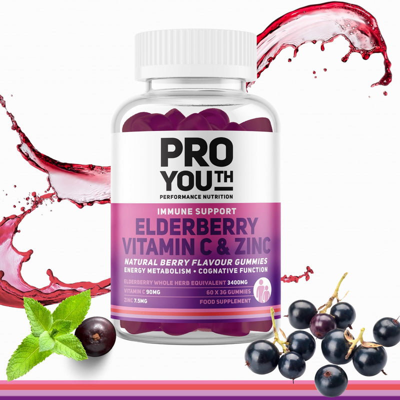 Nutrition Tripple Boost Immune Support Vitamin C, Zinc and Elderberry Gummies | Antioxidant Defense | Adults & Children | Berry Flavour | Vegan, Low Sugar | ISO Certified | 60 Gummies