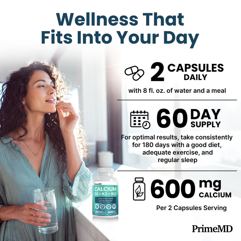 4-in-1 Calcium Supplements for Women & Men - Calcium Citrate with D3 K2 Vitamin 5000 IU - Calcium 600mg with Vitamin D3 K2 - Everyday Vitality Supplement - Vegan-Friendly, Gluten-Free (120 Capsules) | Bone Health and Everyday Wellness Support, Calcium ...