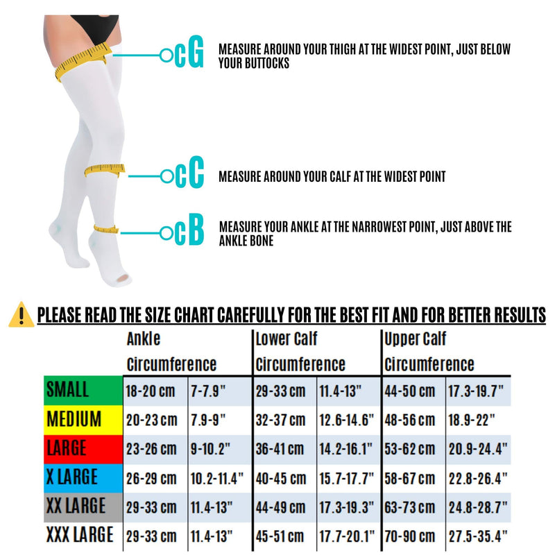 [Australia] - Anti Embolism Compression Stockings, Thigh High Unisex Ted Hose Socks 15-20 mmHg Moderate Level Large (1 Pair) 