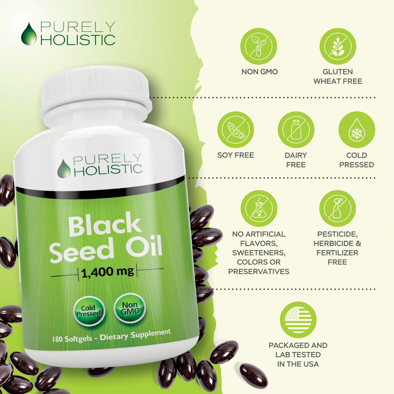 [Australia] - Black Seed Oil Capsules 1400mg, 180 Softgels, 3 Month Supply - Cold Pressed Nigella Sativa, Rich in Omega 6, 9 & TQ, Black Cumin Seed Oil, Immune Support, Joints and Digestion 