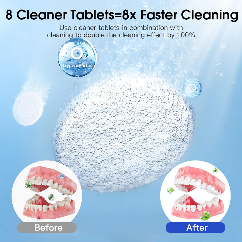 HAUSBELL Dental Pod: Ultrasonic Retainer Cleaner, Denture Cleaner Machine with 8 Cleaner Tablets, Aligner Cleaner, Nightguard Cleaner, Mouthguard Cleaner, Ultrasonic Cleaner with Noise-Reduction Lid Ultrasonic Cleaner - White