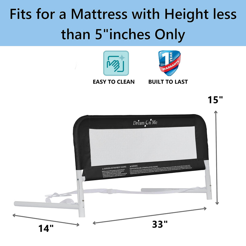 [Australia] - Dream On Me Lightweight Mesh Security Adjustable Bed Rail Double Pack with Breathable Mesh Fabric in Black, 2 Count (Pack of 1) 