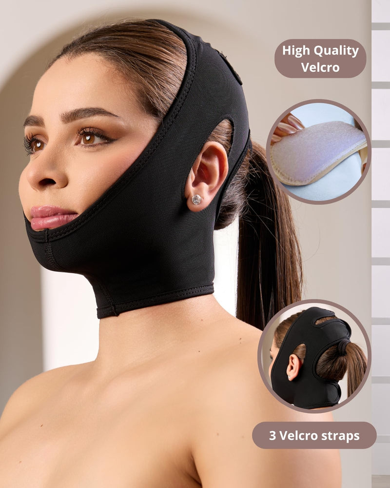 Shape Concept 301 Chin Strap Support Band Neck Bandage Face Chin High Compression XX-Large Black