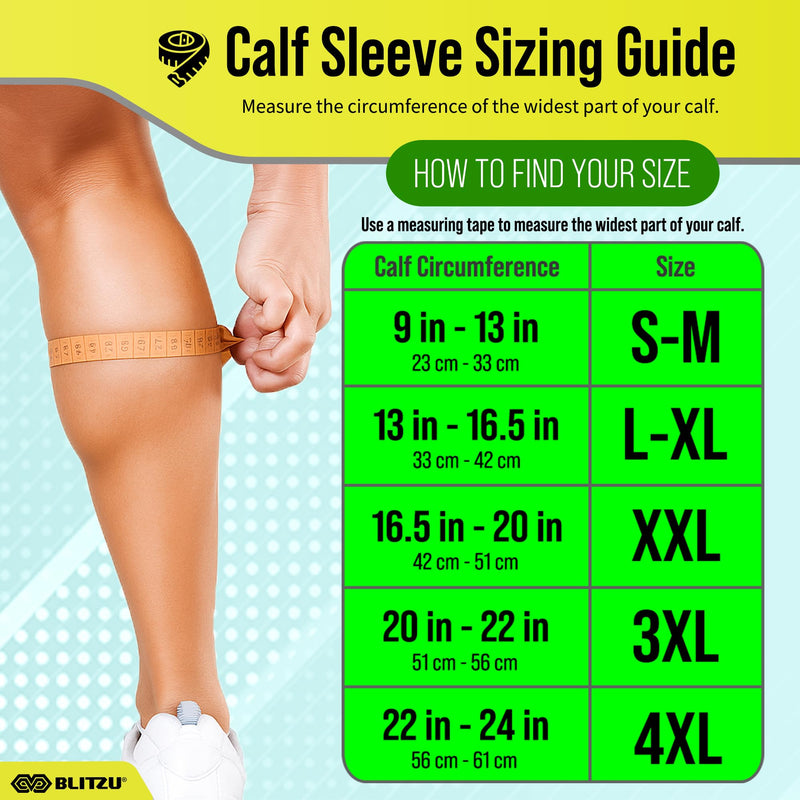 [Australia] - BLITZU 3 Pairs Calf Compression Sleeves for Men and Women. Footless Compression Socks & Leg Support for Running, Travel, Nursing, Fitness. Shin Splints Pain Relief & Reduce Swelling Black 4XL 4X-Large 