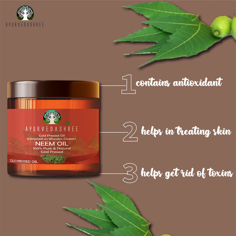 [Australia] - Cold Pressed Neem Oil 100 ML, 3.38 fl oz. | Extracted on Wooden Churner with Traditional Method to Sustain maximum nutrition, Cold-Pressed, 100% Pure & Natural 