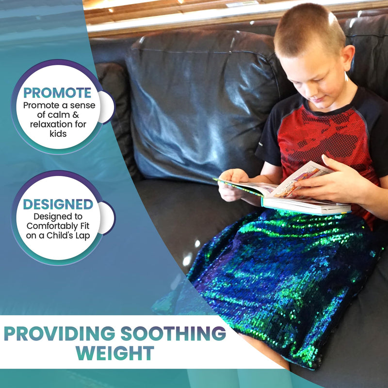 [Australia] - SENSORY4U Weighted Lap Pad for Kids - 5lb Sensory Blanket with Sequin Flip Fabric for Tactile Play - Ideal for Calming & Everyday Use 