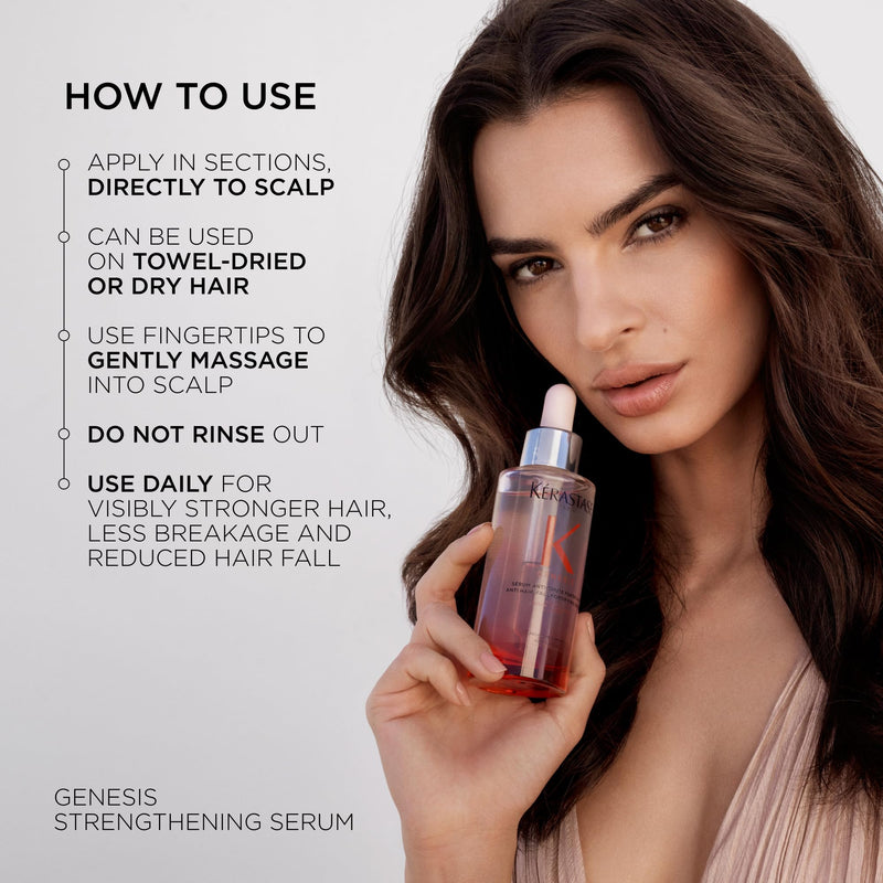 Kerastase Genesis Hair Serum | Daily Strengthening Treatment for Weak or Damaged Hair | Nourishes and Reinforces Hair | Anti-Breakage | Silicone-Free | For Weakened Hair | Serum Fortifiant 1 Fl Oz