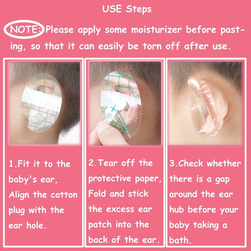 [Australia] - 60-Pack Baby Shower Ear Covers Baby Waterproof Ear Tapes Safety Protector Bath Protection Ear Covers for Kids Shower Swimming Use,Transparent Adhesive Ear Covers 60Pcs 