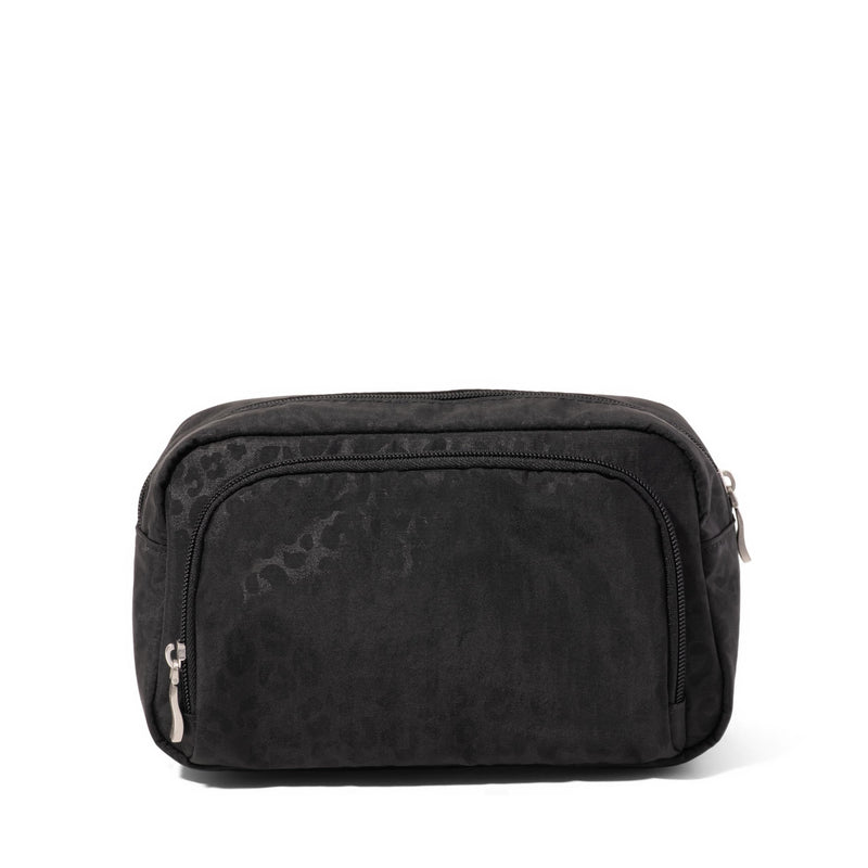 Baggallini Pocket Cosmetic With Brush Organization One Size Black Cheetah Emboss