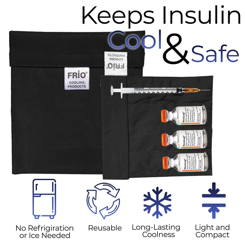 FRIO Small Medication Cooling Wallet - 45+ Hours of Stress Free Insulin Cooler - No Ice On The Go Travel Case Black