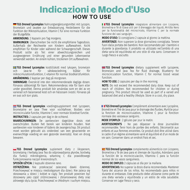 [Australia] - TGS Drened Lycomplex | Drainage Supplement | promotes microcirculation | with orthosiphon, bromelain and blueberry | 60 vegetable capsules 