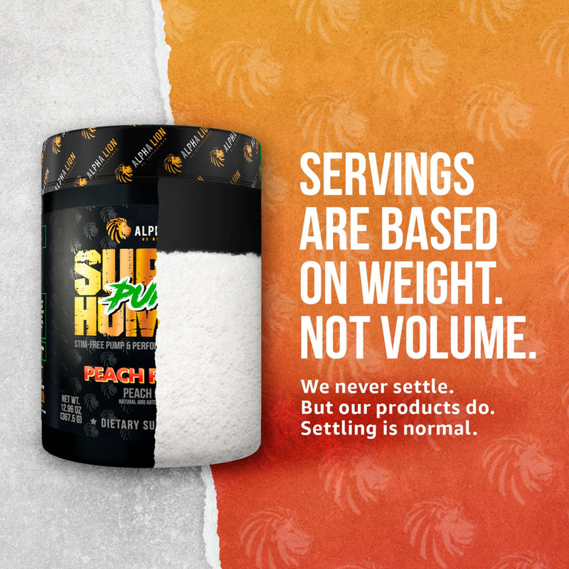 [Australia] - ALPHA LION Superhuman Pump Pre Workout Powder, Nootropic Caffeine & Stim Free Preworkout Supplement, Nitric Oxide Booster, Muscle Gainer, Energy & Focus (42 Servings, Peach Pumps Flavor) Peach Pumps - Peach Rings 