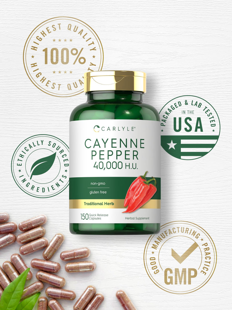 [Australia] - Carlyle Cayenne Pepper Capsules | 40,000 HU | Non-GMO and Gluten Free Supplement 