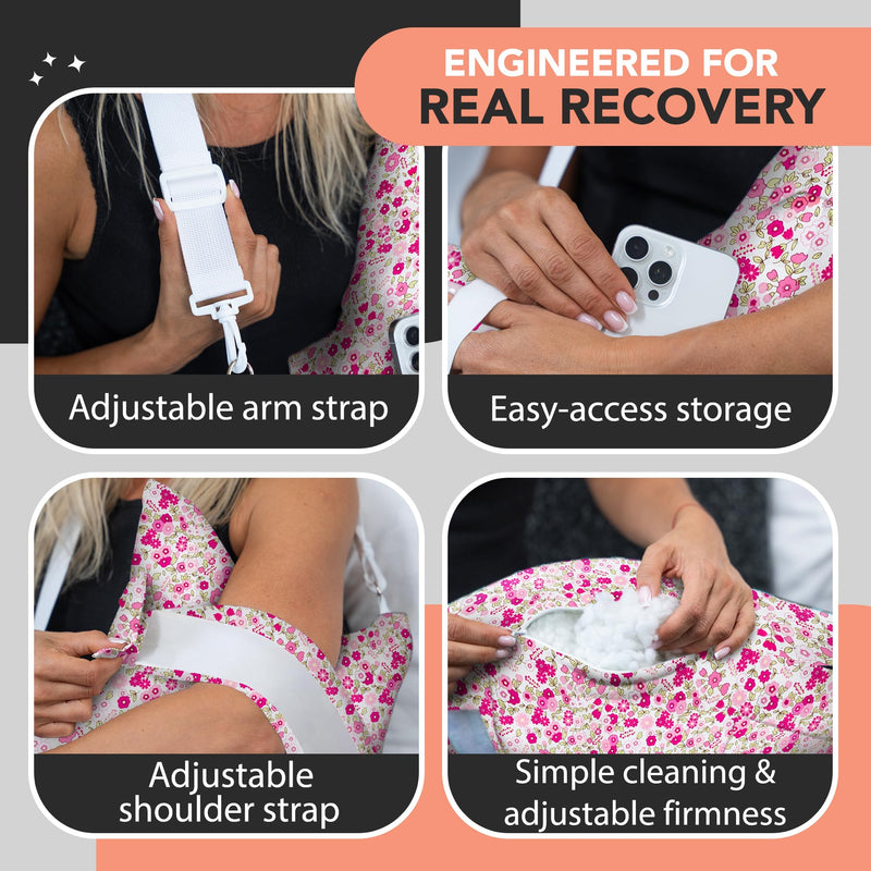 [Australia] - Shoulder Pillow for Pain Relief, Shoulder Surgery Pillow for Sleeping, Rotator Cuff Pillows, Rotator Cuff Surgery Must Haves, Post Shoulders Surgery Must Haves, Shoulders Support, Arm Support Pillows Pink Flowers 