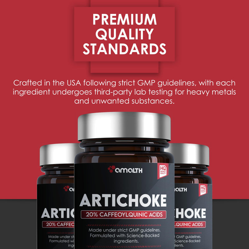 [Australia] - Amalth Artichoke Leaf Extract 120 Veg Capsules -20% Caffeoylquinic Acid Standardized Extract - Supports Liver & Digestion Non-GMO Gluten Free 90 Count (Pack of 1) 