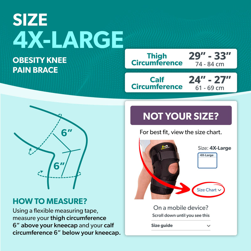 [Australia] - BraceAbility Obesity Hinged Knee Brace - Overweight to Plus Size Wrap Around Support for Womens and Mens Arthritis Treatment, Bariatric Joint Pain Relief, Kneecap Instability, Ligament Weakness (4XL) XXXX-Large 