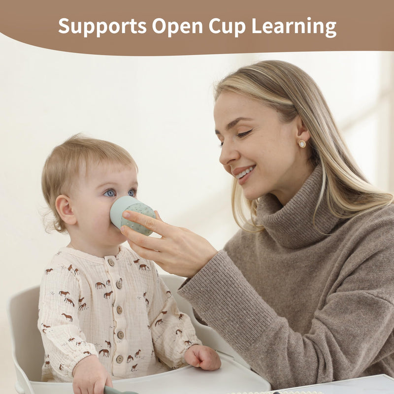 [Australia] - Moonkie Baby Training Cup & Sippy Cup Set | 4 Months+ | Baby-Led Weaning Essential | Gift for Infants (Mint Cup Set, 2 Pack) Mint Cup Set 2 Ounces 