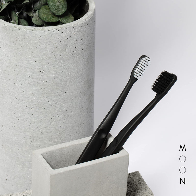 [Australia] - MOON Soft Bristle Toothbrushes, White and Black Sleek Design, Gentle Cleaning, Ideal for Daily Oral Care, Soft Bristles for Comfortable Use, (2 Pack) 1 Count (Pack of 2) 