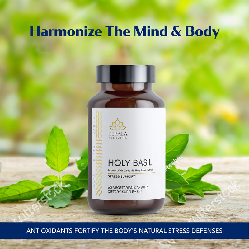 [Australia] - Kerala Ayurveda Holy Basil Herbal Supplement for Stress Relief & Relaxation | Calms Mind & Body | Immunity Support - 60 Veg Capsules 