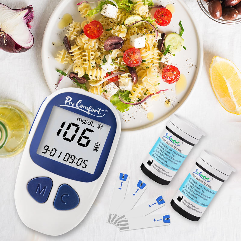 [Australia] - Blood Glucose Test Strips for Diabetes 100 Count Blood Sugar Test Strip, Used with Pro Comfort Glucose Monitor Only, No Coding 
