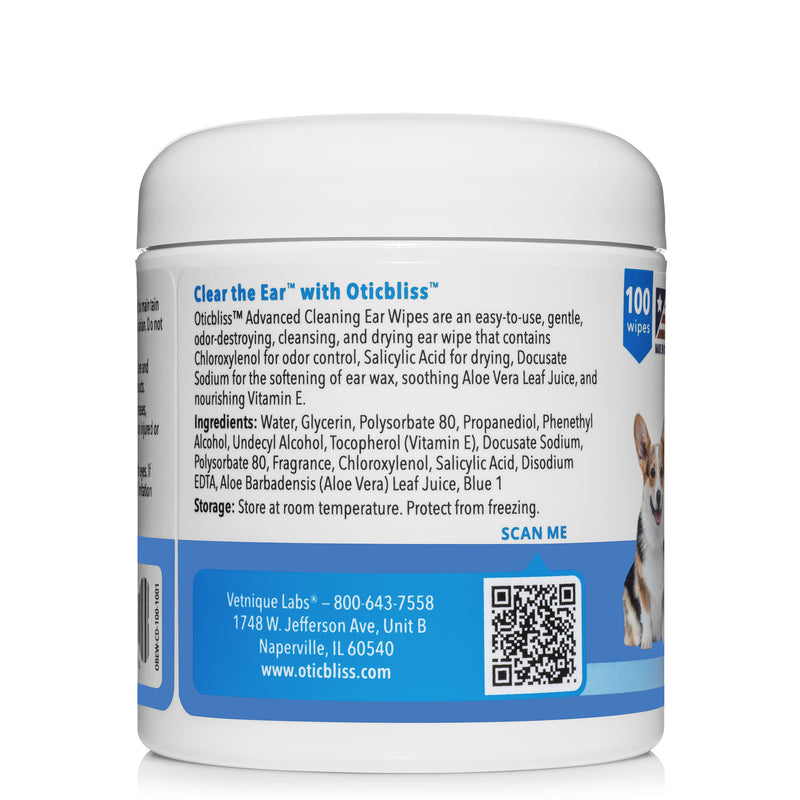 Oticbliss Medicated Ear Drops and Oticbliss Advanced Cleaning Wipes (100 Ct) Bundle Advanced Ear Cleaning Solutions with Medicated Ear Drops for Dogs Plus Dog Ear Cleaning Wipes with Aloe - PawsPlanet Australia
