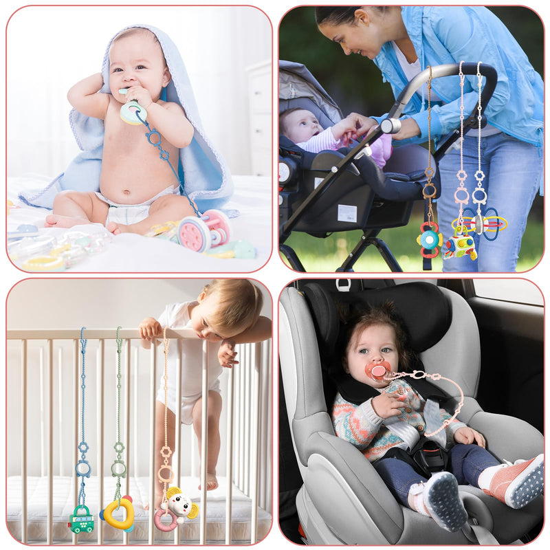 [Australia] - Toy Straps for Baby, 6pcs Adjustable Toy Holder for Stroller Accessories, Silicone Baby Tether Pacifier Clip, No Throw Baby Travel Essential Leash for High Chair, Car Seat, Baby Toy Clips P006 P006-2 Dark blue/2 Army green/2 Cream white 